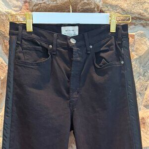 McGuire Denim Satin Tuxedo Stripe Jeans Women's 29 Modern Chic Skinny Black Trim